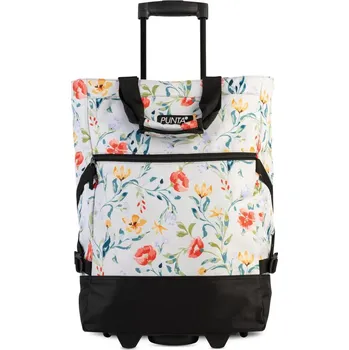 Nákupní taška PUNTA wheel Nákupní taška na kolečkách 10008-2898 světle šedá s kytkami