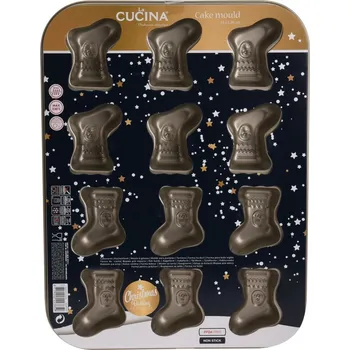 Forma na pečení La Cucina Forma na pečení vánoční punčocha, 34,5 x 2 x 26 cm, zlatá