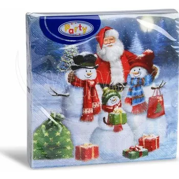 Vánoční dekorace Vánoční ubrousky 33 x 33 cm motiv sněhulák 20 ks