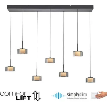 PAUL NEUHAUS Závěsné svítidlo LED RIKA 7 ramenné černá nastavitelná výška Comfort Lift SimplyDim 3000K PN 2115-18