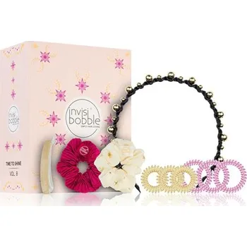 Kosmetická sada Invisibobble COLLECTOR'S BOX Time to Shine - Čelenka 1 ks + 2 x sprunchie gumička + 3 x original + 3 x slim + 2 x barrette sponky Dárková sada