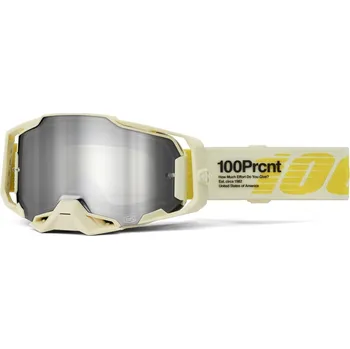 Motocyklové brýle Motokrosové brýle ARMEGA 100% BARELY, zrcadlové stříbrné plexi