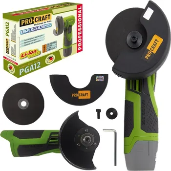 Aku mini úhlová bruska Procraft PGA12 1B, včetně baterie a nabíječky, kotouč 76mm