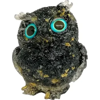 Sovička z obsidiánu a pryskyřice 6 cm