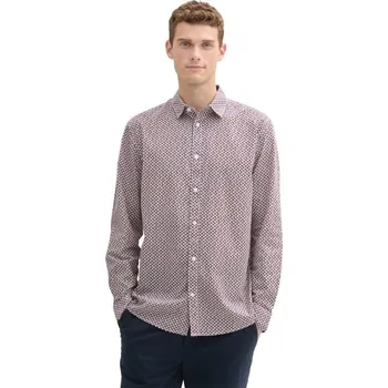 Pánská košile TOM TAILOR® PÁNSKÁ KOŠILE S POTISKEM - OFF WHITE/BORDO XL