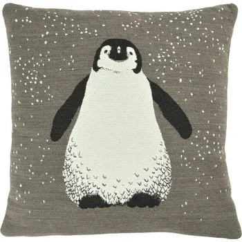 Povlak na dekorativní polštářek Potah na polštář Ping s tučňákem hnědý 45x45cm, Sander