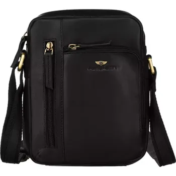 Pánská aktovka Peterson Pánská taška přes rameno kožená PTN YP002-OPU Černá