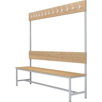 Šatní skříň Šatní lavice s 13 věšáky kov-lamino, délka 2000 mm, šedá - dub Nagano + doprava zdarma