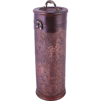 Truhla Dřevěná truhla na víno okrouhlá (dárek pro vinaře)