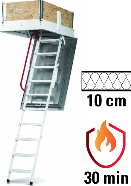 Půdní schody WIPPRO GM4 - ISOTEC LUXE Velikost stropního otvoru: 130 x 70 cm