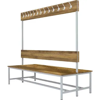 Šatní skříň Šatní lavice oboustranná s 20 věšáky kov-lamino, délka 1500 mm, šedá - dub Baroque Amber + doprava zdarma