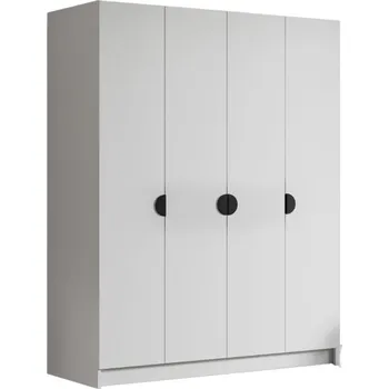 Šatní skříň Šatní skříň SANA 200 cm - bílá/černé úchytky