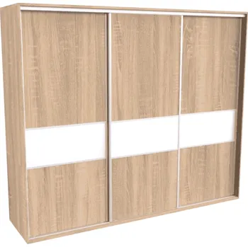 Šatní skříň Šatní skříň FLEXI 3 s dělenými dveřmi Lacobel Dekor: Dub sametový, Šířka: 240 cm, Výška: 220 cm
