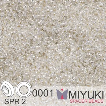 Korálek Korálky Miyuki SPACER Beads 2,2x1mm. Barva SPR2-0001 Silverlined Crystal. Balení 5g.