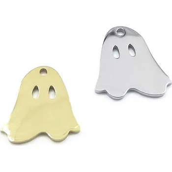 Materiál na výrobu šperku Leštěný nerez přívěsek Duch 17mm - 1Ks - Nerez RL