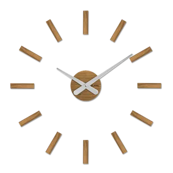 Hodiny VLAHA Dubové nalepovací hodiny MINIMAL vyrobené v Čechách se stříbrnými ručkami ⌀59cm VCT1140