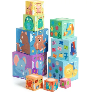 Djeco Skládací kostky - pyramida - maminky a mláďátka