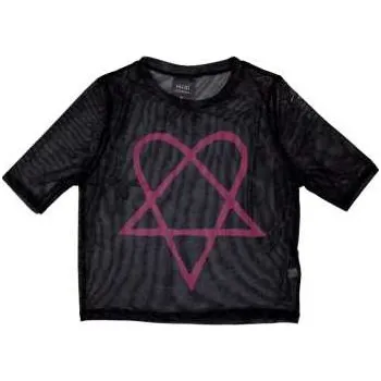 Merch HIM: Him Ladies Crop Top: Pink Heartagram (mesh) (x-small) XS