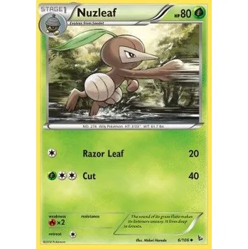 Sběratelská karetní hra Pokémon FLF 006/106 Nuzleaf - Flashfire Stav: Excellent, Verze: NORMAL