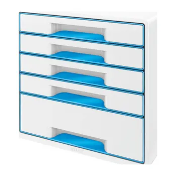 Kancelář Zásuvkový box Leitz WOW - 4+1 zásuvky / modrá