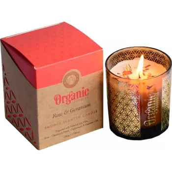 Svíčka Sójová svíčka ORGANIC růže a pelargonie 200g