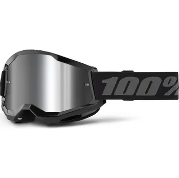 Motocyklové brýle Motokrosové brýle STRATA 2 NEW, 100% černé, stříbrné plexi