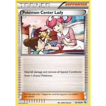 Karetní hra FLF 093/106 Pokémon Center Lady - Flashfire Stav: Excellent, Verze: NORMAL