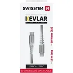 SWISSTEN DATOVÝ KABEL KEVLAR USB-C / USB-C 1,5 M BÍLÝ 71541014