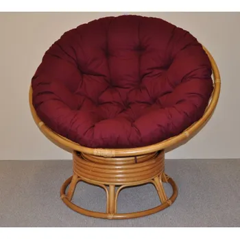Papasan Axin Trading2 Ratanový papasan houpací medový polstr vínový