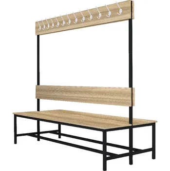 Šatní skříň Šatní lavice oboustranná s 20 věšáky kov-lamino, délka 1500 mm, černá - jasan Blonde Surfside + doprava zdarma