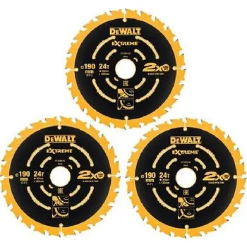 Pilový kotouč DeWALT Příslušenství - 3dílná sada pilových kotoučů 190x30 mm, 24 zubů DT10399