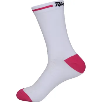 Dámské ponožky RIVANELLE Cyklistické ponožky klasické - COMPETE - bílá/růžová