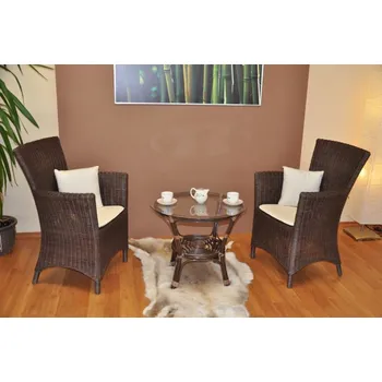 Sedací souprava Axin Trading2 Ratanová souprava Pluto 2+1 hnědá polstry přírodní bílé