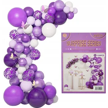Balónek Velká sada balónků na girlandu fialovo-černo-bílá 120 ks