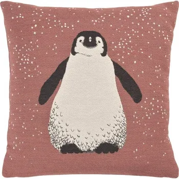 Povlak na dekorativní polštářek Potah na polštář Ping s tučňákem růžový 45x45cm, Sander