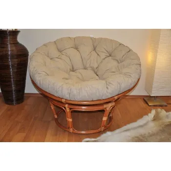 Papasan Axin Trading3 Ratanový papasan 115 cm hnědý - polstr světle béžový melír