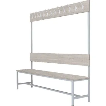 Šatní lavice s 8 věšáky kov-lamino, délka 1200 mm, šedá - beton + doprava zdarma