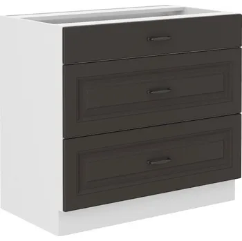 Kuchyňská skříňka Stolarz-Lempert Kuchyňská skříňka Stilo GRWH - dolní 80 D 3S šuplíková, grafit + bílá