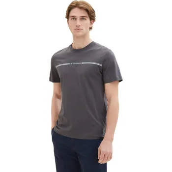 Pánské tričko TOM TAILOR PÁNSKÉ TRIKO S POTISKEM - TMAVĚ ŠEDÁ L