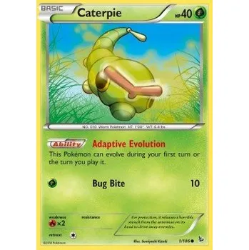 Sběratelská karetní hra Pokémon FLF 001/106 Caterpie - Flashfire Stav: Excellent, Verze: NORMAL