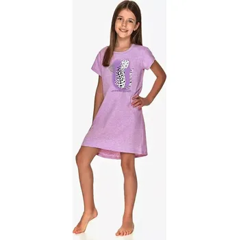 Dívčí noční košile Taro, dětská noční košile 2708-Tamara, krátký rukáv, fialová, vel. 110