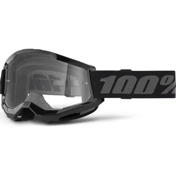 Motocyklové brýle Motokrosové brýle STRATA 2 NEW, 100% černé, čiré plexi