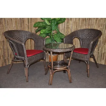 Sedací souprava Axin Trading2 Ratanová sedací souprava Fabion hnědá vínové polstry