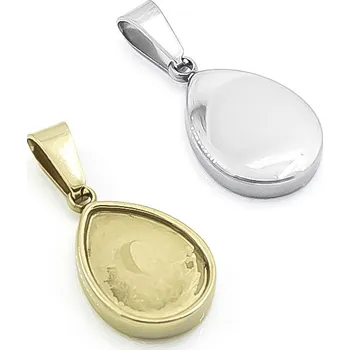 Materiál na výrobu šperku Leštěný nerezový přívěsek kapka 14x10mm - 1Ks - Nerez RL