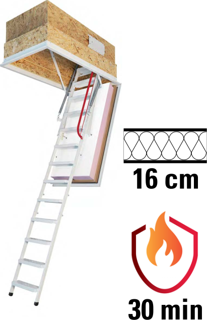 Půdní schody WIPPRO GM4 - KLIMATEC 160 LUXE Velikost stropního otvoru: 130 x 70 cm