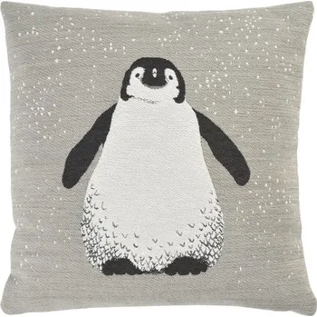 Povlak na dekorativní polštářek Potah na polštář Ping s tučňákem šedý 45x45cm, Sander