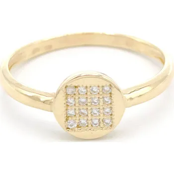 Prsten Zlatý prsten kulatý se čtverečkem ze zirkonů 1,95g