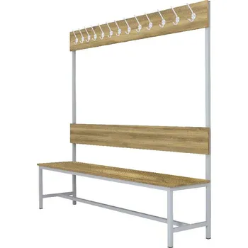 Šatní skříň Šatní lavice s 10 věšáky kov-lamino, délka 1500 mm, šedá - dub Baroque Gold + doprava zdarma