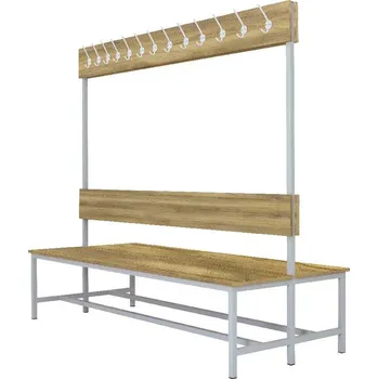 Šatní lavice oboustranná s 16 věšáky kov-lamino, délka 1200 mm, šedá - dub Baroque Gold + doprava zdarma