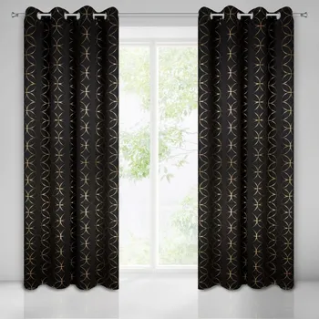 Dekorační vzorovaný závěs "BLACKOUT" zatemňující SAMBUCO 135x250 cm, černá/zlatá, MyBestHome